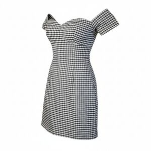 GUESS Gingham Black White Off the Shoulder Dress Womens/Juniors 4 See Measures